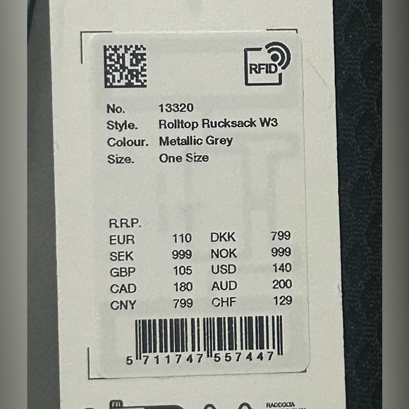 RAINS Rolltop Rucksack Army Metallic Grey Waterproof Backpack Unisex NWT - Picture 4 of 8